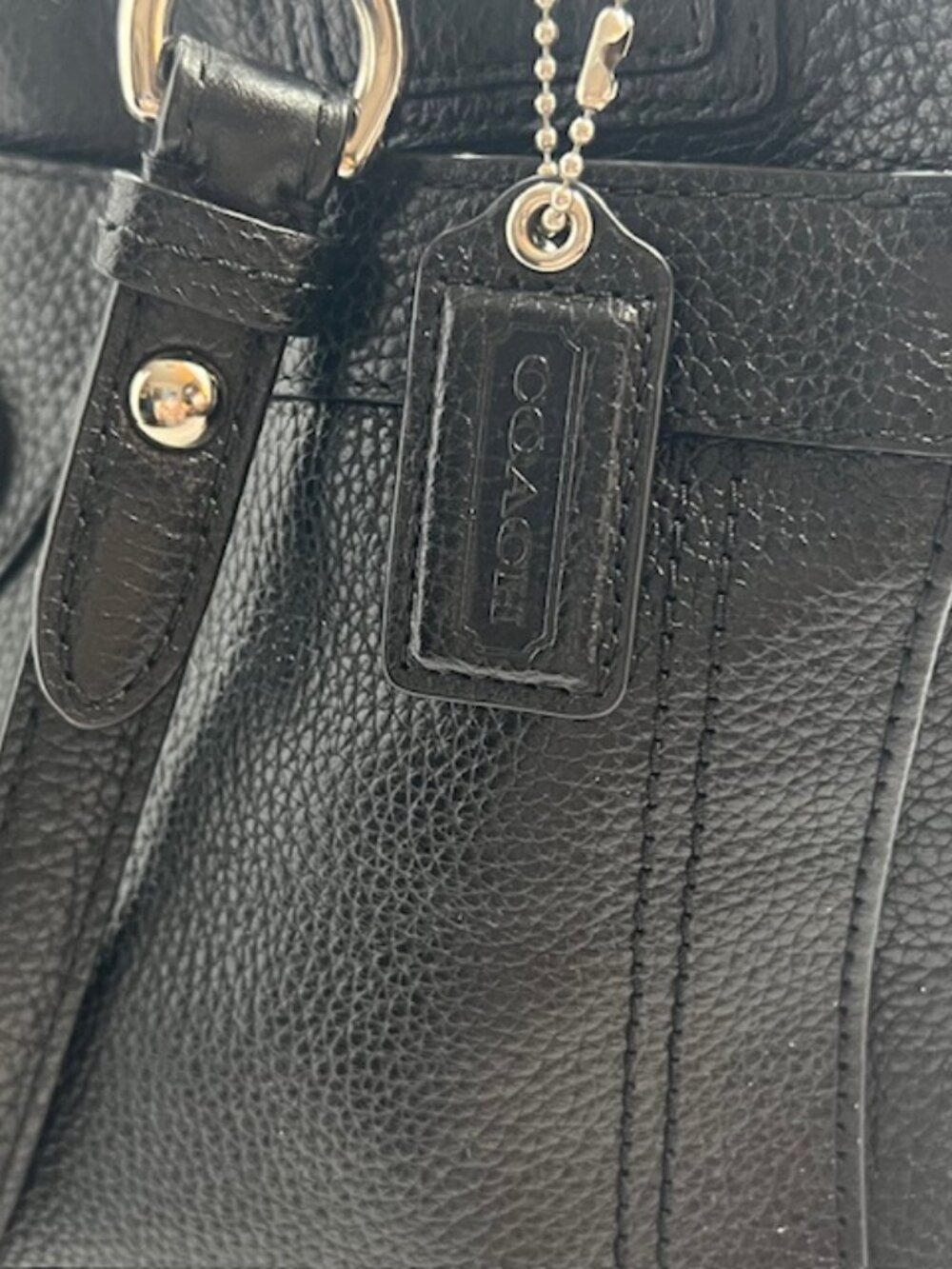 Coach Peyton Penelope Pebble Leather Turn Lock CarryAll Satchel Bag F16531 Black - Picture 7 of 16